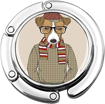 Cute Foldable Purse Hanger Hook For Table,Animal Of Jack Russel Terrier
