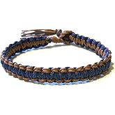 Hempnotic Jewelry Mens Womens Blue and Brown Hemp Surfer Hawaiian Style Bracelet - Handmade