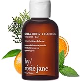 By Rosie Jane Chill Bath & Body Oil - Nourishing Body & Bath Oil to Leave Skin Soft, Smooth & Glowing - Enriched with Peppermint, Mandarin & Cypress - Brightens and Boosts Collagen (125ml)