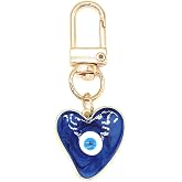Jasimkiss Evil Eye Keychains Sweat-heart Keychains Protection Charm for Women Men Car Key Ring Bag Purse Accessories