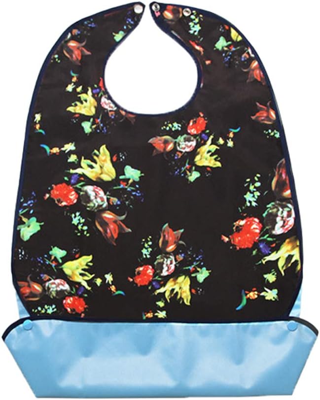 Vlokup Adult Bibs for Eating Women & Men, 3 Pack, Waterproof Mealtime Clothing Protector for Elderly, Optional Crumb Catcher, Adjustable Snaps, Reuasale Washable, Rose & Lips: Health & Personal Care