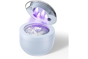 ECOBASIC Ultrasonic Retainer Cleaner, Retainer Cleaner Machine for Dentures, Mouth Guards, Braces, Toothbrush Heads, Jewelry with 200ML Capacity, 45kHz Retainer Cleaning, 4 Modes for Appliances, Blue