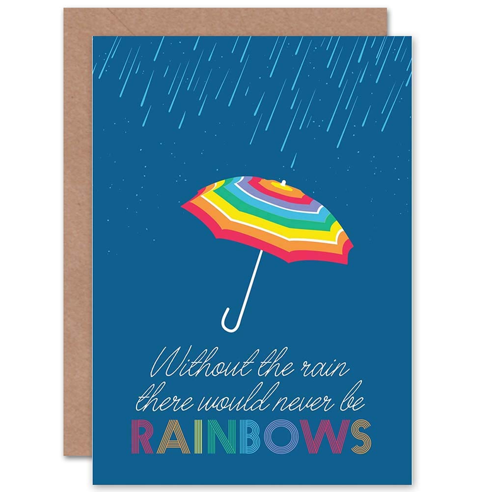 Wee Blue Coo CARD QUOTE INSPIRATION RAIN UMBRELLA RAINBOW