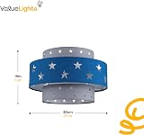 MiniSun Modern Blue and Grey Cut Out Star Ceiling Light Shade 300mm view 4