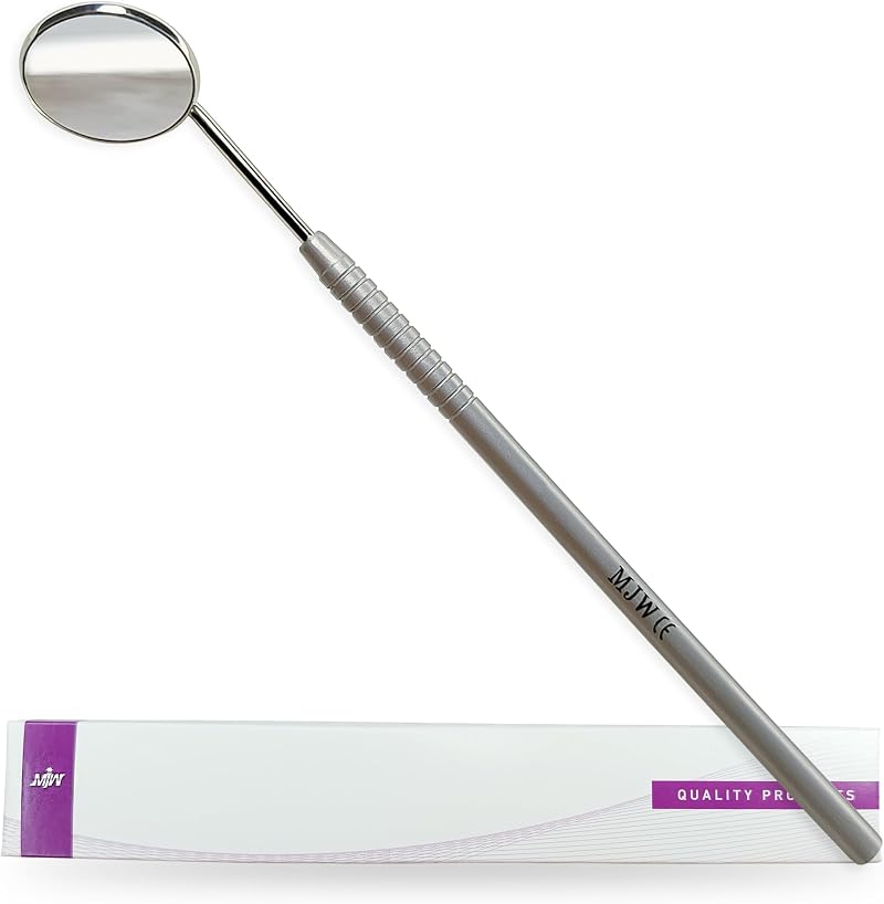 MJW Dental Mirror with Stainless Steel Handle 4.72 in 1.96 in Mirror
