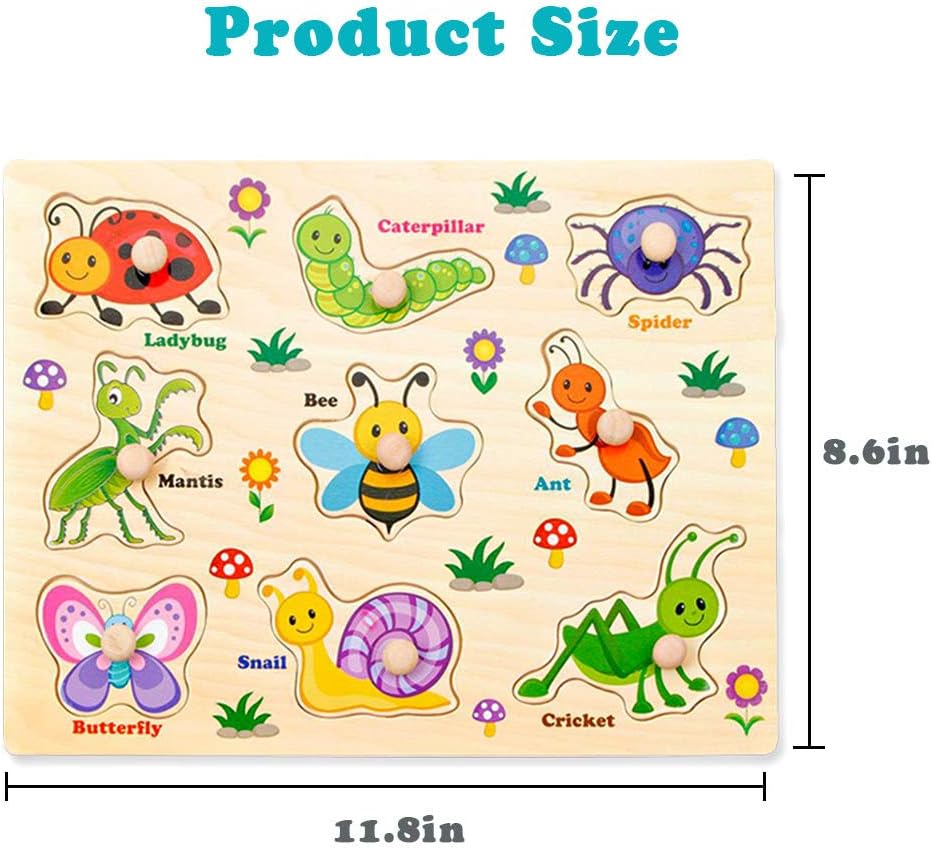 Preschool Educational Peg Puzzles Toys for 25 Years Old Boys and Girls