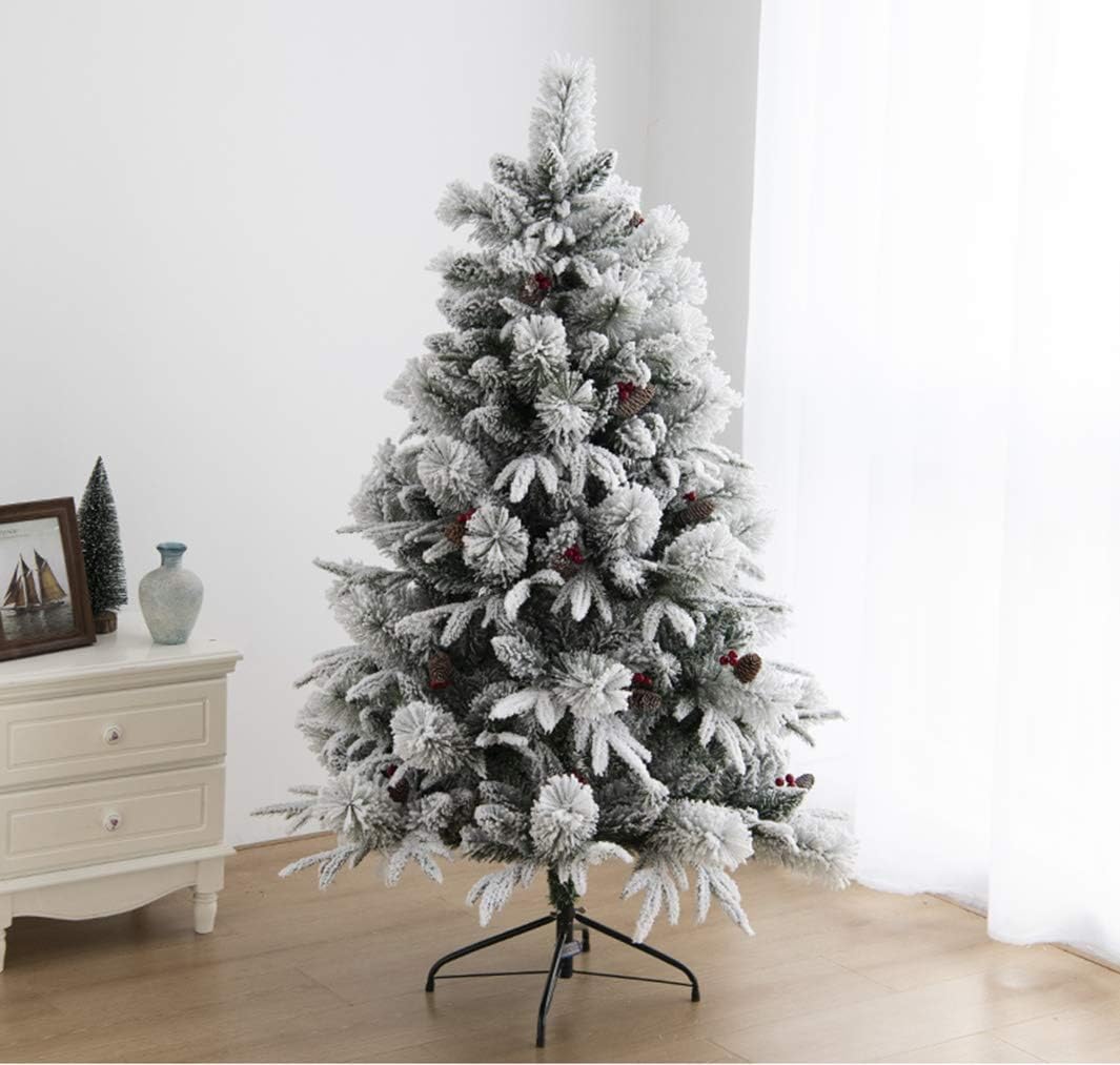 FUTN White Snowflake Tree Snow Flocked Xmas Tree, w/Metal Stand Easy Assembly for Home,Office,Shops,and Hotels (Color : C, Size : 0.6m/1.9ft)