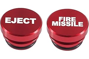 HogarTech 2Pcs Missile Eject Button Car Cover Accessories for Aluminum Alloy Red Decorative Trim