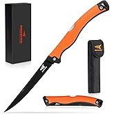 KastKing Folding Fillet/Fishing/Camping/Hunting Knife, Razor Sharp G4116 German Stainless-Steel Blade, Non-Slip Handles, 13 ½ inch overall Length, only 7 ½ inch folded, Includes Sheath