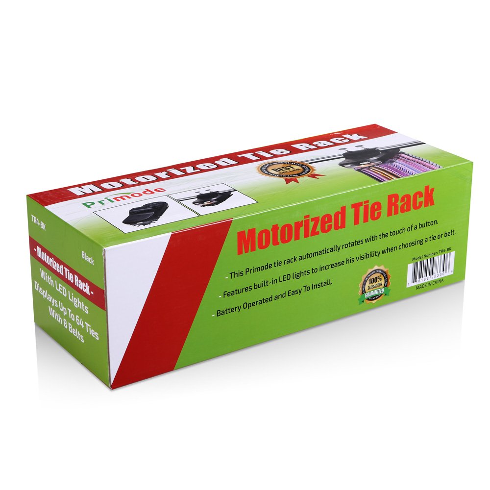 Primode Motorized Tie Rack With LED Lights Closet Organizer, Stores