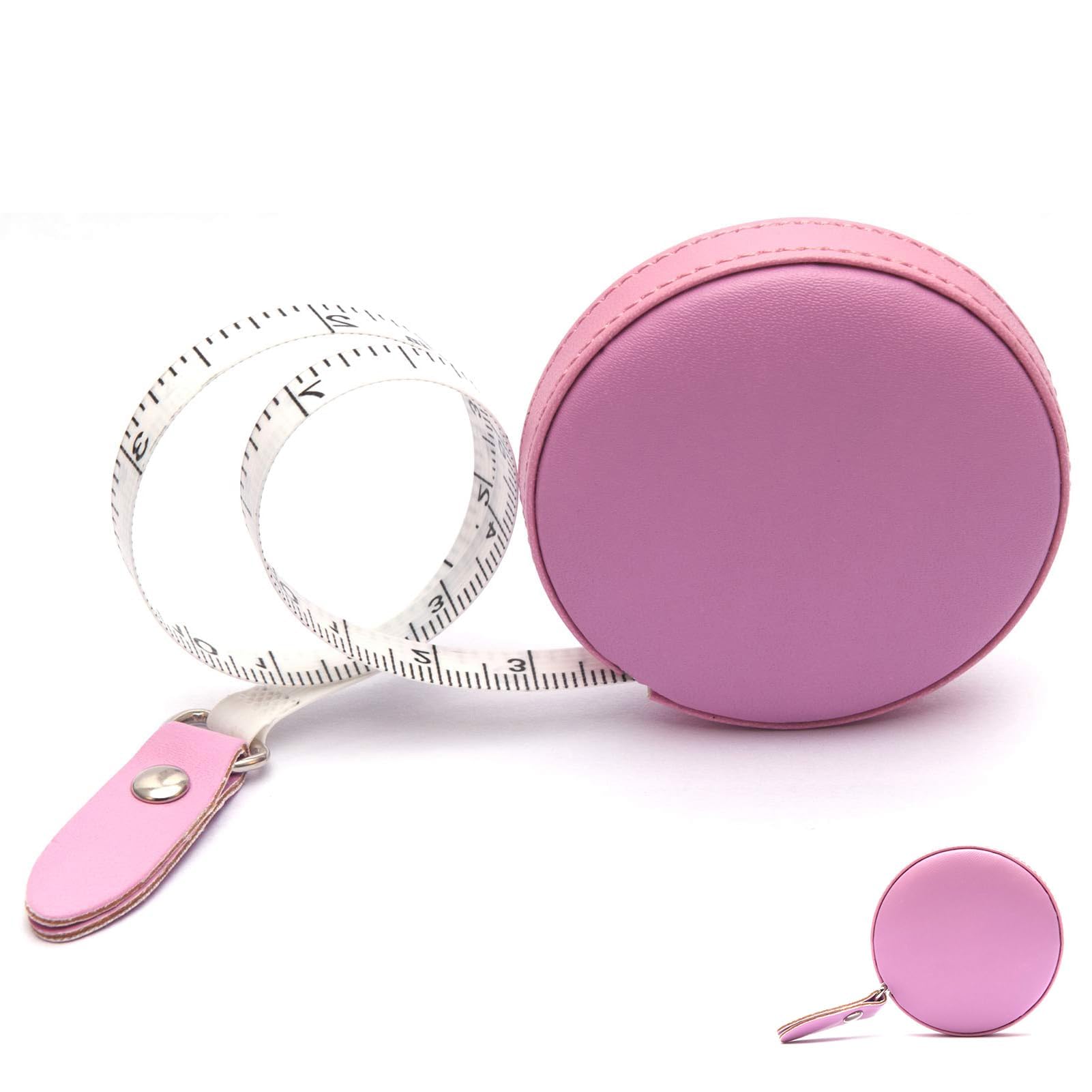 Tape Measure Leather Retractable, 60 Inch/1.5 Meter Long Small for Tailors and Designers,sewing tape measure,retractable tape measure sewing (Pink)