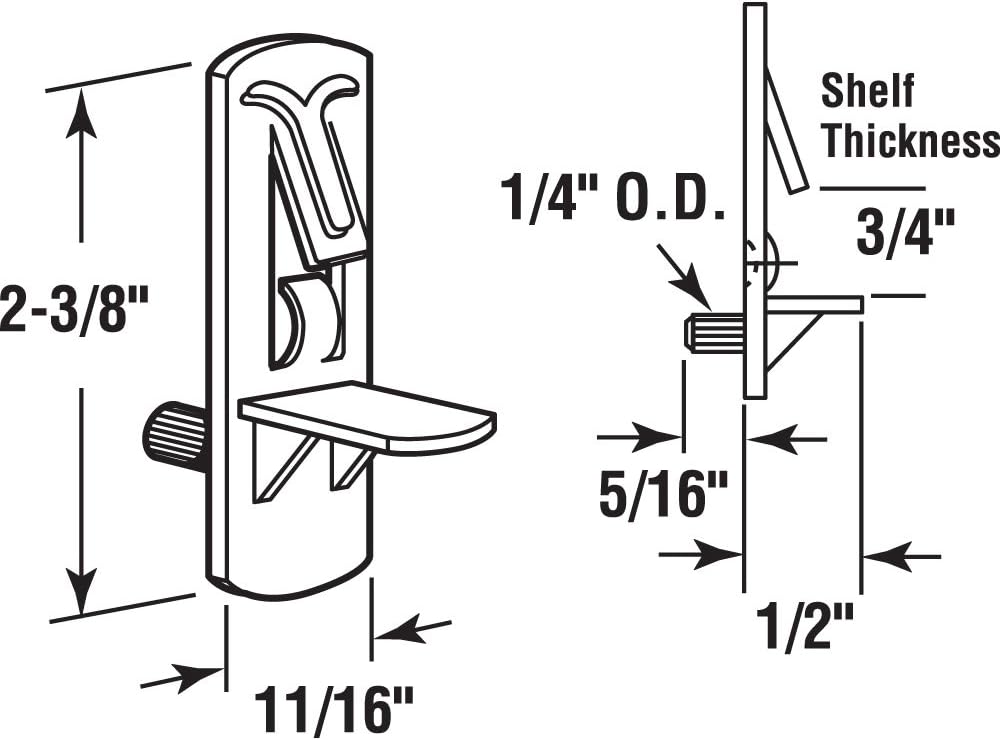Slide-Co 243423 Peg, Clear, Pack of 6 – Self-Locking, Fits 1/4-Inch Diameter Hole & 3/4-Inch Easy Installation, Wooden Shelf Support Bracket, 1/4" Thickness: 3/4": Home Improvement