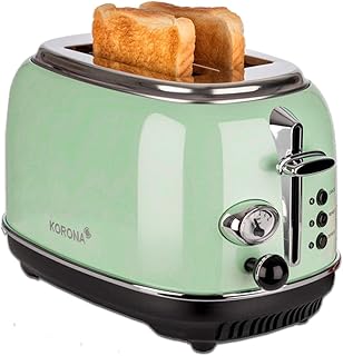 Korona 21665 Toaster, 2 Scheiben, Mint, Röstgrad-Anzeige, auftauen, rösten, aufwärmen, 810 Watt, Brötchen-Aufsatz, Krümel-Schublade, Brotscheiben-Zentrierung