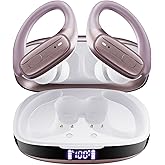 LEEMC Wireless Earbuds, Bluetooth Headphones 5.4, Ear Buds with Hooks for Sports, 80Hr Playtime Earphones, LED Display, IPX7 Waterproof Headset for Workout Running, Pink