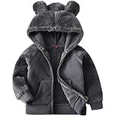 AMIYAN Bear Ears Shape Fleece Warm Hoodies Clothes Toddler Zip-up Light Jacket Sweatshirt Outwear For Baby Boys