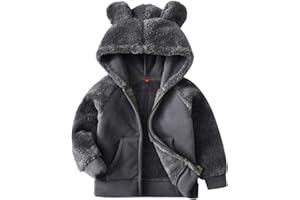 AMIYAN Bear Ears Shape Fleece Warm Hoodies Clothes Toddler Zip-up Light Jacket Sweatshirt Outwear For Baby Boys
