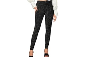 Leggings for Women Glitter Sequin High Waisted Seamless Tights Stretchy Skinny Yoga Pants Shiny Sparkle Gym Workout Bottoms