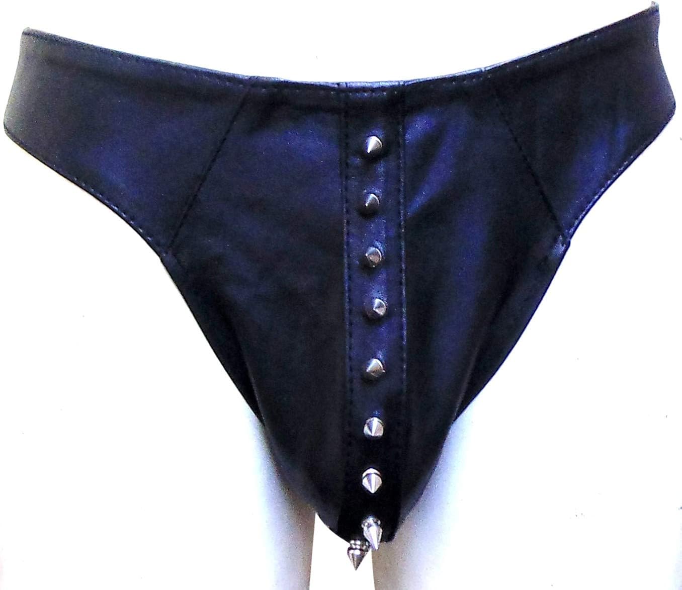 black leather thong