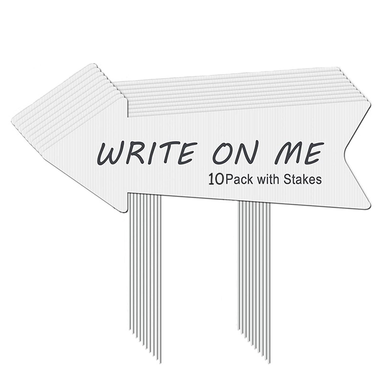 Tefola Arrow Yard Signs with Stakes, 10pcs 17 X 6 Inch White Plastic Blank Wedding Directional Yard Signs,Arrow Yard Signs For Weddings, Parties, Guidepost Decorations