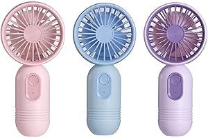 VanSmaGo [Portable Mini Fan 3-pack] Handheld Personal Small Fan with 3-speed for Travel, USB Rechargeable Battery Operated Eyelash Fan, Pink&Blue&Purple