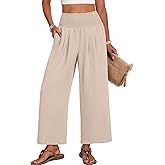 Lepunuo High Waisted Wide Leg Palazzo Pants for Women Summer Beach Vacation Lounge Trousers with Pockets 2026 Trendy