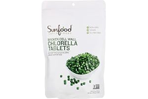 SUNFOOD SUPERFOODS Sunfood Chlorella Tablets | Chlorophyll Rich | Bulk 8 oz Bag | 912 Tablets | 250 mg Chlorella per Tablet | Blue Green Algae Superfood | Organic & Non GMO | Natural Vegan Protein