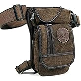 Canvas Drop Leg Bag Outdoor Waist Pack for Men Women Tactical Military Motorcycle Bike Cycling Multi-Pocket Waist Fanny Pouch Travel Hiking Climbing Thigh Bag Pocket