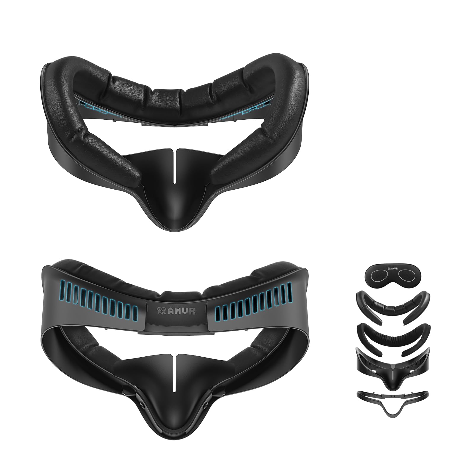 AMVR Facial Interface Face Pad Cover Compatible with Meta/Oculus Quest 3S Accessories, Comfort PU Face and Ice Silk Cotton Cushion (Standard Version)