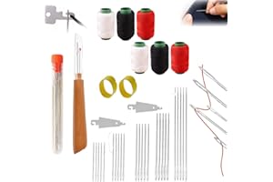 APRYEW Big Eye Steel Sewing Needles Kit, 37PCS Stainless Steel Sewing Needle Kit, Portable Sewing Needles Large Eye Hand Sewing, Needles Thread Hand Repair Tools for Leather Sewing DIY Daily Use (1 Set)