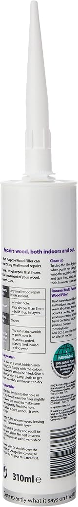 Ronseal MPWFW310 310ml White Multi-Purpose Wood Filler Cartridge view 3