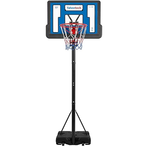 Yaheetech Basketball Hoop Portable Basketball Stand Adjustable Basketball Net System with 39'' Backboard & 2 Wheels for Indoor/Outdoor Sports