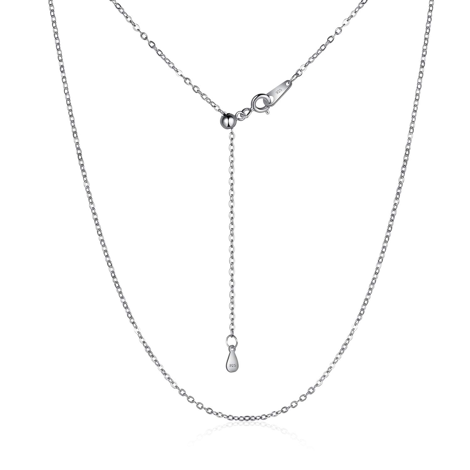 jiamiaoi Women Chain Silver Necklace Chain Adjustable Chain for Women 925 Sterling Silver Necklace Chain 1mm Chain Adjustable Silver Chain 18 Inch/46CM Chain Long Necklace