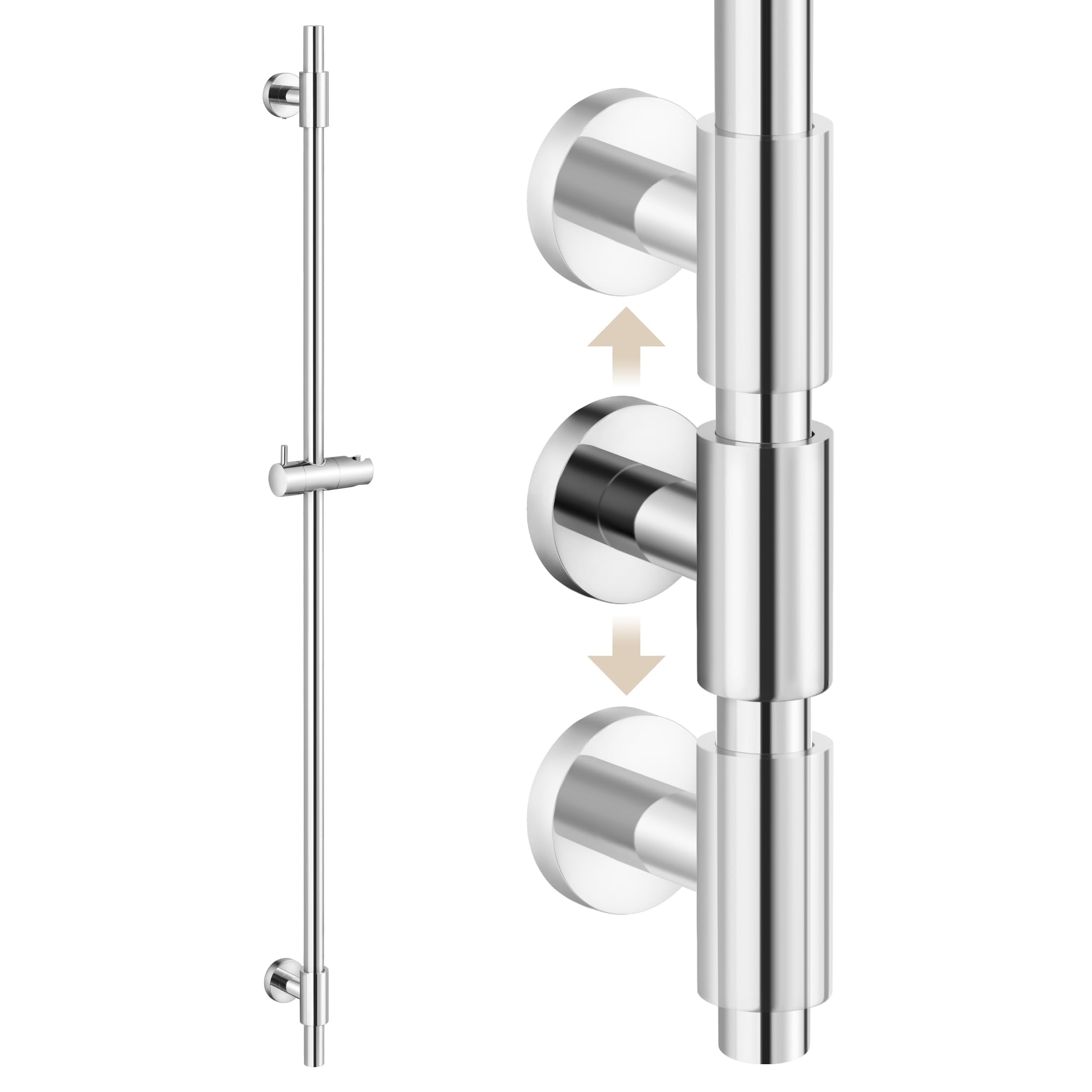 KES 122CM Shower Riser Rail with Adjustable Shower Head Holder Shower Slider Rail 18/8 Stainless Steel Polished Wall Mounted, F209S122-PS