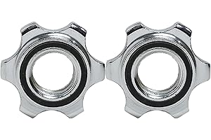 WEIGONGR Barbell Clips, 2 Pcs Barbell Clamps Anti-Slip Barbell Collars, Spin-Lock Collar Screw Hex Nut 25 mm Barbell Lock Clips for Clamps for Weightlifting Bar Gym Clips Barbell Weight Training Silvery