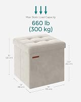 SONGMICS Storage Ottoman Foldable 110 cm Cream White with 131 L Storage view 5
