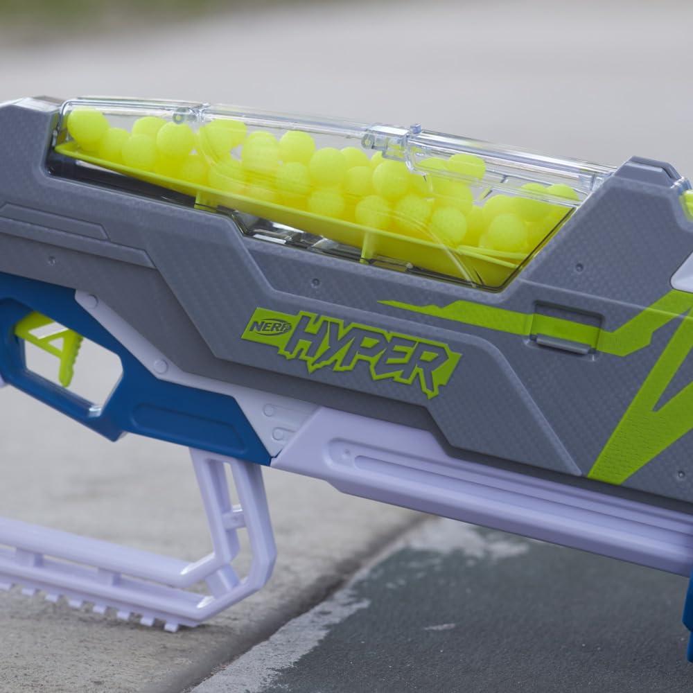 Nerf Hyper Siege-50 Pump-Action Blaster, 40 Hyper Rounds, Holds Up to 50 Rounds, Glasses, Up to 110 FPS Velocity, Easy Reload, Toy Foam Blasters