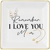 Koyzsen Gifts for Mom from Daughter Ceramic Jewelry Dish Ring Trinket Tray - Remember I Love You Mom, Best Mother's Day Gifts