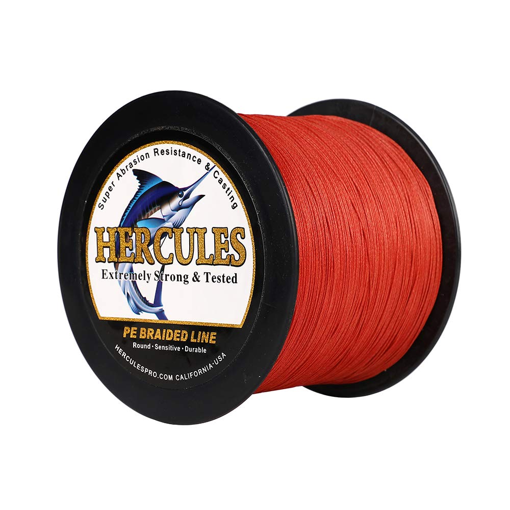 Hercules Super Cast 1000M 1094 Yards Braided Fishing Line 100 LB Test for Saltwater Freshwater PE Braid Fish Lines Superline 8 Strands - Red, 100LB (45.4KG), 0.55MM — image 1