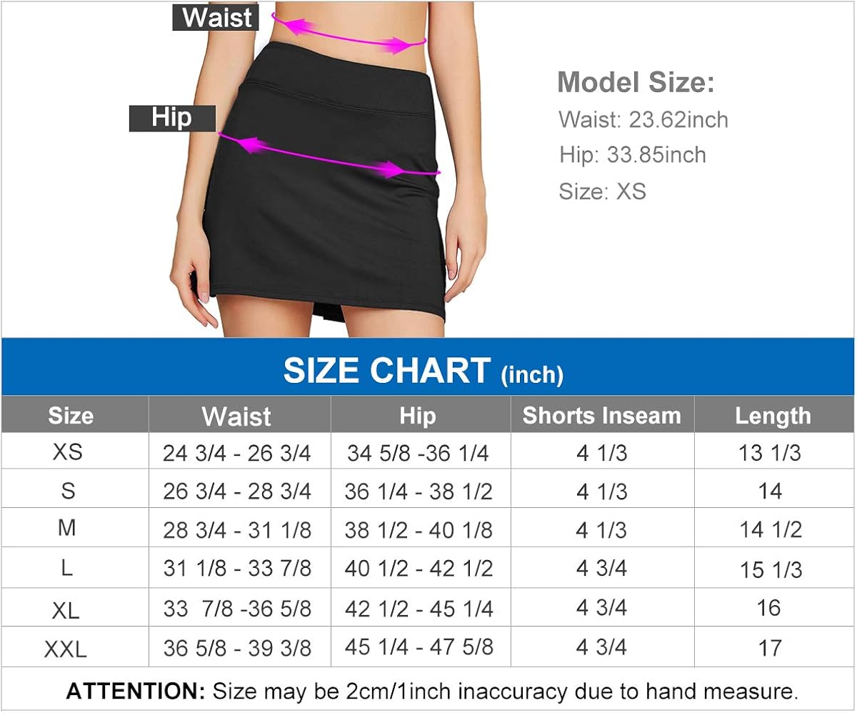 Cityoung Women's Athletic Pleated Golf Skirt with Shorts Pockets Running Tennis Workout Skorts: Clothing