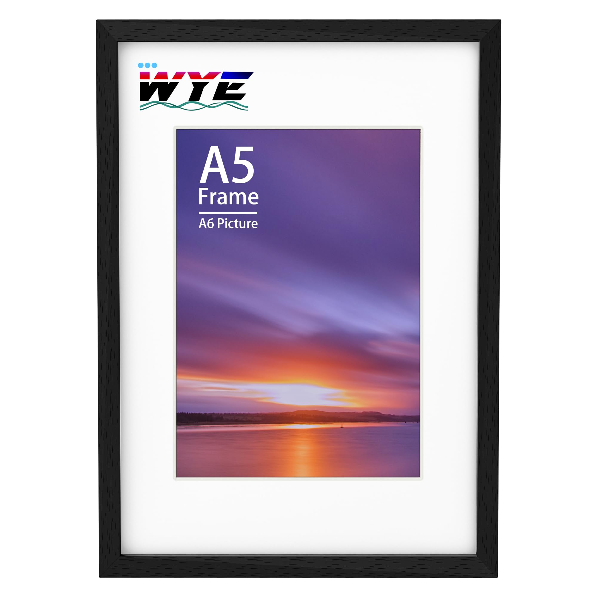 A5 Black Frame 14.8x21 cm, Acrylic Photo Frame with 9x14 cm Mount, A5 Picture Frame with Stand Tabletop or Wall Hanging — image 1