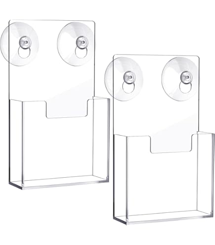 2-Pack Acrylic Business Card Holders With Suction Cups - Clear Window Mount Display For Office Marketing