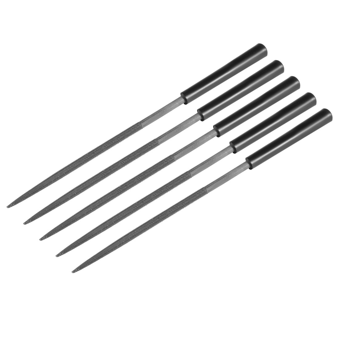 Sourcingmap 5Pcs Second Cut Steel Round Needle File with Plastic Handle, 4mm x 160mm