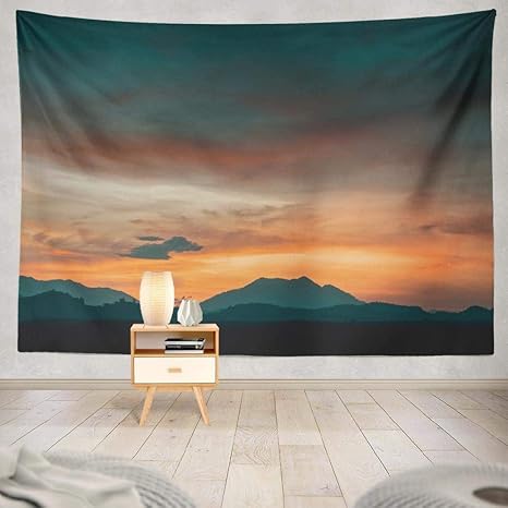 Amazon Co Jp Joocar 飾りをかける 青くて美しい空は日の出が彩り豊かで 青い美しい空です 快適なインテリア アイデアのタペストリー ホーム キッチン