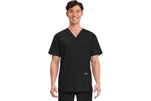 Cherokee Men's V-Neck Top Traditional fit with 4 Pockets, Ultra Soft, Durable, Fade Resistant, 2-Way Stretch Fabric - WW695