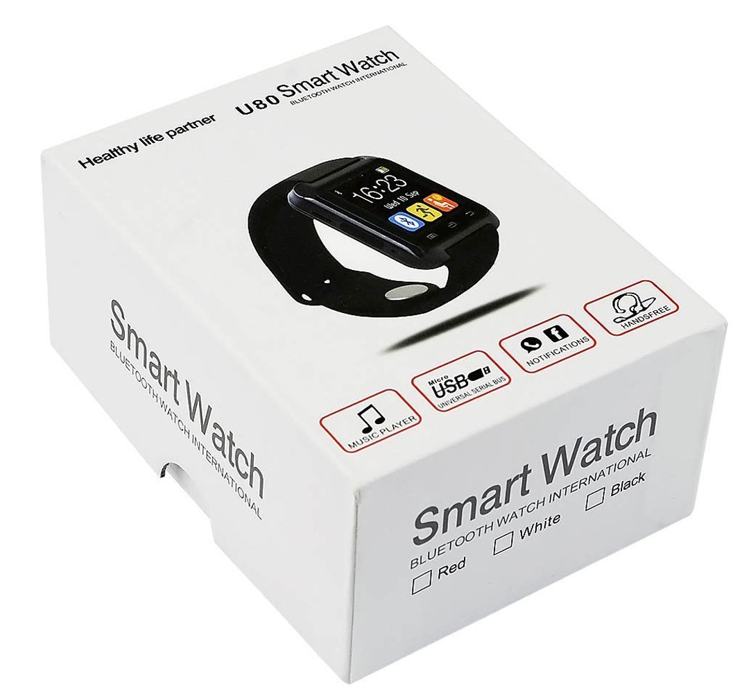 U80 Smart Watch Bluetooth 4.0 Anti-lost Wrist Wrap Watch Phone Mate for Android(Full function) and iPhone IOS(Partial function)(White (Model 2)