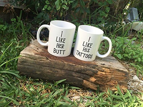 His and Hers I Like Her Butt | I Like His Tattoos Mug Set