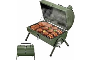MAISON HUIS Adjustable Portable Charcoal Grill Multi-functional Metal Small BBQ Smoker for Outdoor Hiking Picnic(Green)