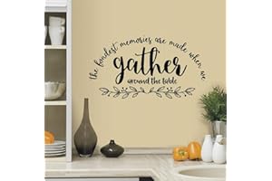 BESTPRICEDDECALS The fondest Memories are Made When we Gather Around The Table: Kitchen Wall Decal (Black, 13" x 25")
