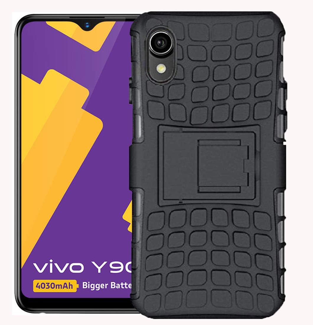AJM Defender Hard Back Armor Shock Proof Case Cover with Back Stand Feature for Vivo Y90