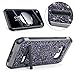 UARMOR Case for Samsung Galaxy S8 Plus / Galaxy S8+, Luxury Glitter Bling Rugged Shockproof Dirtproof Stand Hybrid Slim Sparkle Shiny Faux Leather Chrome Hard Case Cover, Black
